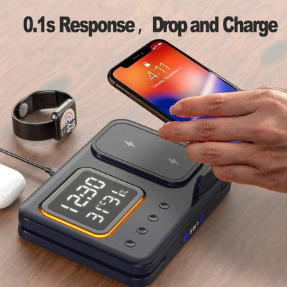 5 In1 LED Digital Alarm Clock & Fast Charging Dock Station