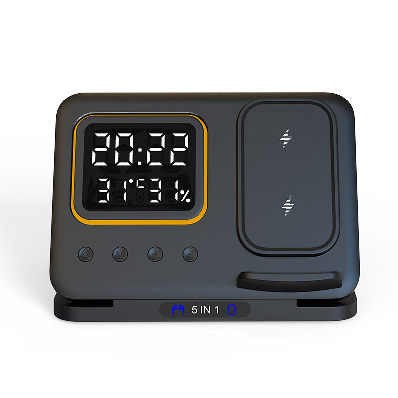 5 In1 LED Digital Alarm Clock & Fast Charging Dock Station