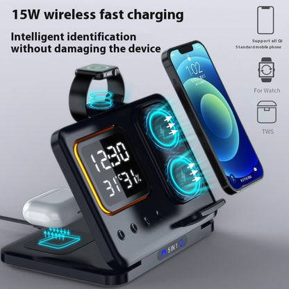5 In1 LED Digital Alarm Clock & Fast Charging Dock Station
